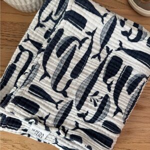 Serena & Lily 100% cotton whale swaddle blanket